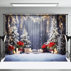 Lofaris Snowy Scene Candle Light Winter Wonderland Backdrop