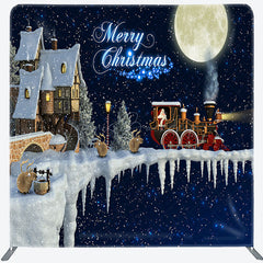 Lofaris Snowy Sky House Santa Merry Christmas Square Backdrop