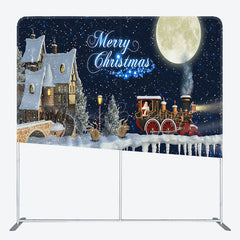 Lofaris Snowy Sky House Santa Merry Christmas Square Backdrop