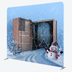 Lofaris Snowy Story Book Merry Christmas Pillow Case Backdrop