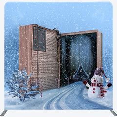 Lofaris Snowy Story Book Merry Christmas Pillow Case Backdrop