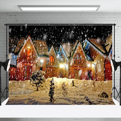 Lofaris Snowy Town Night Light Glitter Christmas Backdrop