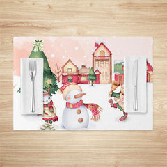 Lofaris Snowy Town Snowman Bunny Christmas Set Of 4 Placemats