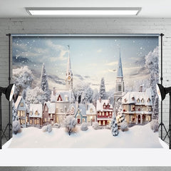 Lofaris Snowy Town Trees Field Winter Christmas Backdrop