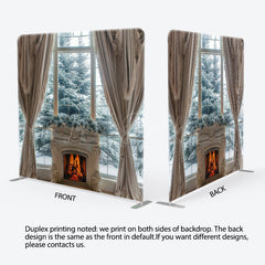 Lofaris Snowy Trees Fireplace Curtain View Pillow Cover Backdrop