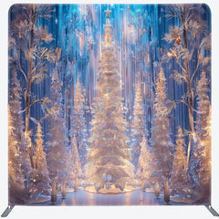 Lofaris Snowy Trees Light Square Arch Christmas Backdrop