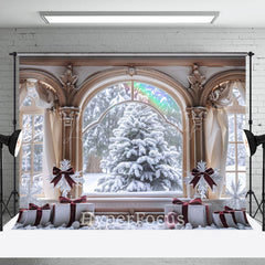 Lofaris Snowy Trees Window Scene Gifts Christmas Backdrop