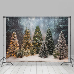 Lofaris Snowy Trees Winter Christmas Scene Forest Backdrop