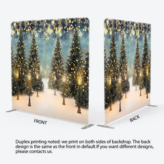 Lofaris Snowy Trees Winter Night Bokeh Tension Fabric Backdrop