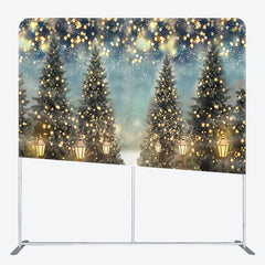 Lofaris Snowy Trees Winter Night Bokeh Tension Fabric Backdrop