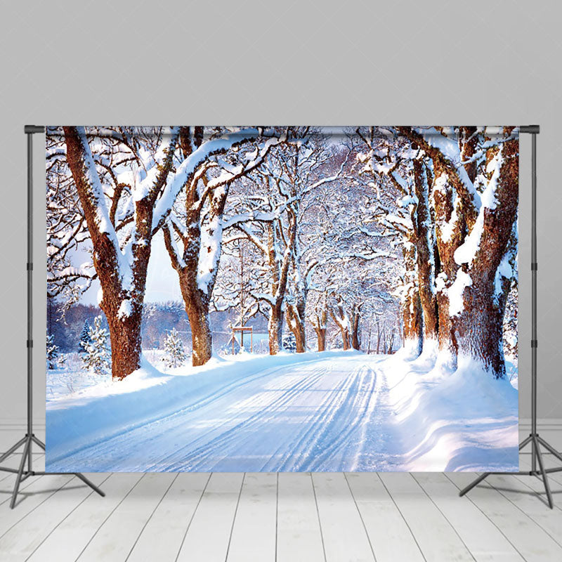 Lofaris Snowy Trunk Natural Forest Scene Winter Backdrop