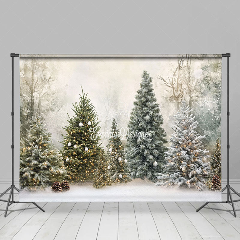 Lofaris Snowy Village Outdoor Winter Christmas Scene Backdrop