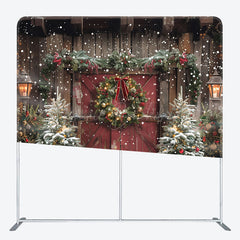 Lofaris Snowy Vintage Wooden Christmas Pillow Case Backdrop