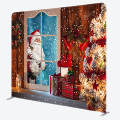 Lofaris Snowy Warm House Santa Claus Outside Window Backdrop