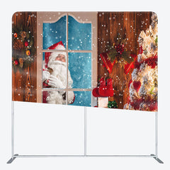 Lofaris Snowy Warm House Santa Claus Outside Window Backdrop