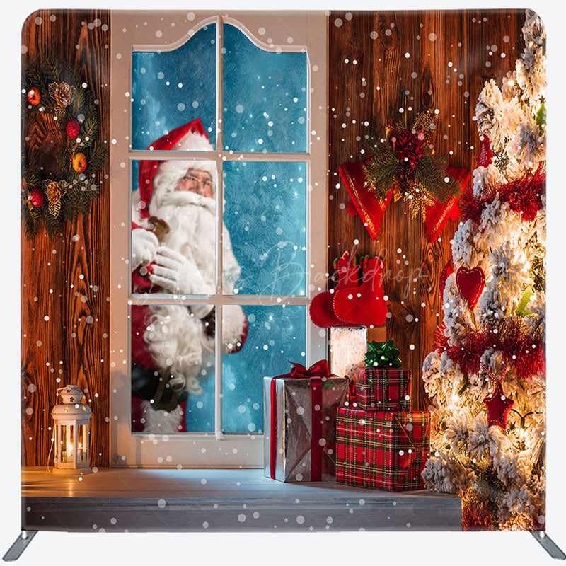 Lofaris Snowy Warm House Santa Claus Outside Window Backdrop