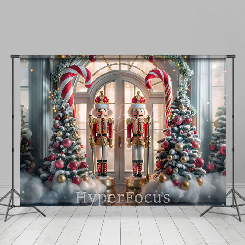 Lofaris Snowy White Lit Christmas Nutcracker Store Backdrop