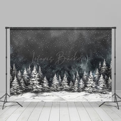 Lofaris Snowy White Pine Forest Mist Winter Photo Backdrop