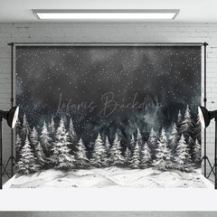 Lofaris Snowy White Pine Forest Mist Winter Photo Backdrop