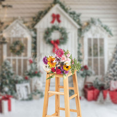 Lofaris Snowy White Trees House Gifts Christmas Backdrop