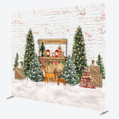 Lofaris Snowy Whiter Christmas Square Arch Fabric Backdrop