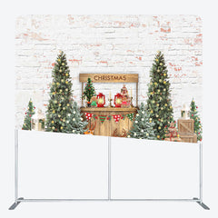 Lofaris Snowy Whiter Christmas Square Arch Fabric Backdrop