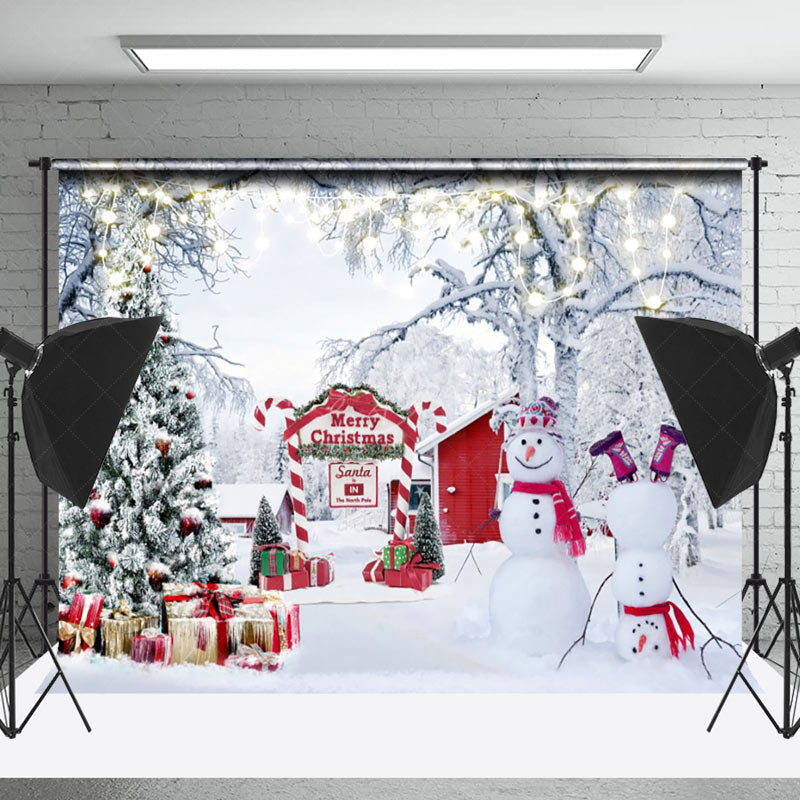 Lofaris Snowy Wild Forest Snowman Merry Christmas Backdrop