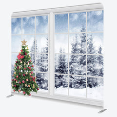 Lofaris Snowy Window Outside Scene Merry Christmas Backdrop