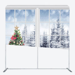 Lofaris Snowy Window Outside Scene Merry Christmas Backdrop