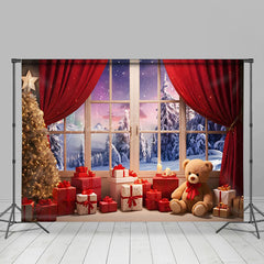 Lofaris Snowy Window Scene Curtain Gifts Christmas Backdrop