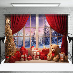 Lofaris Snowy Window Scene Curtain Gifts Christmas Backdrop