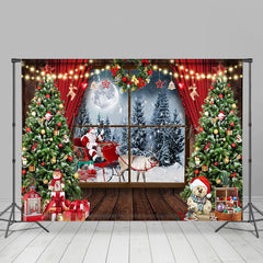 Lofaris Snowy Window Scene Santa Claus Christmas Backdrop