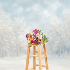 Lofaris Snowy Winter Forest Path Natural Scenery Backdrop