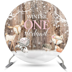 Lofaris Snowy Winter Onederland Wooden Safari Round Backdrop