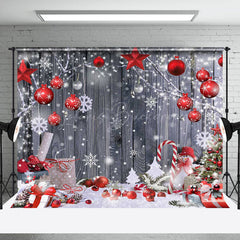 Lofaris Snowy Winter Red Gifts Bells Wood Christmas Backdrop