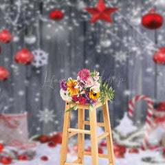 Lofaris Snowy Winter Red Gifts Bells Wood Christmas Backdrop