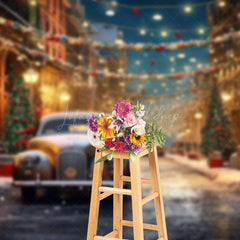 Lofaris Snowy Winter Street Car Festive Christmas Backdrop