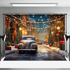 Lofaris Snowy Winter Street Car Festive Christmas Backdrop