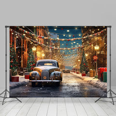 Lofaris Snowy Winter Street Car Festive Christmas Backdrop