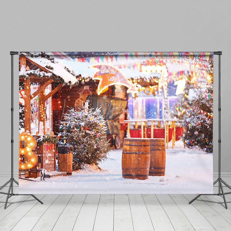 Lofaris Snowy Winter Street Festive Christmas Vibe Backdrop