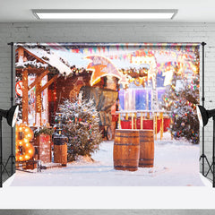 Lofaris Snowy Winter Street Festive Christmas Vibe Backdrop