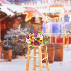 Lofaris Snowy Winter Street Festive Christmas Vibe Backdrop