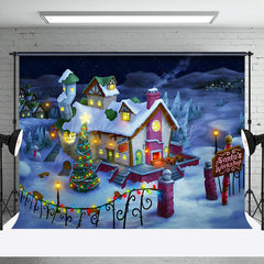 Lofaris Snowy Wonderland Santa Workshop Christmas Backdrop