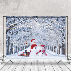 Lofaris Snowy Wonderland Tree Snowman Winter Scene Backdrop