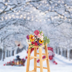 Lofaris Snowy Wonderland Tree Snowman Winter Scene Backdrop