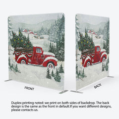 Lofaris Snowy Wonderland Truck Christmas Pillow Case Backdrop