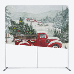 Lofaris Snowy Wonderland Truck Christmas Pillow Case Backdrop