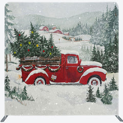 Lofaris Snowy Wonderland Truck Christmas Pillow Case Backdrop