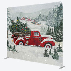 Lofaris Snowy Wonderland Truck Christmas Pillow Case Backdrop