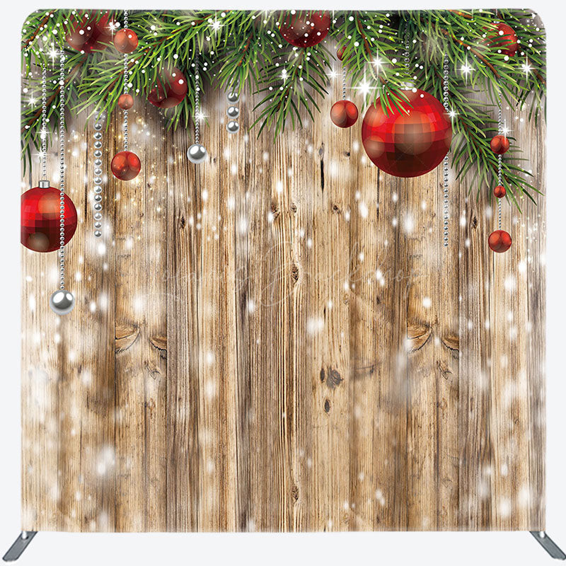 Lofaris Snowy Wood Grain Christmas Vibe Pillow Case Backdrop